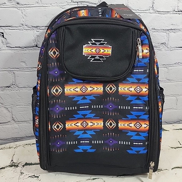 Southwest Aztec Print Backpack By Nu Trendz Insulated Picnic Hiking NEW Flaw - Picture 3 of 11